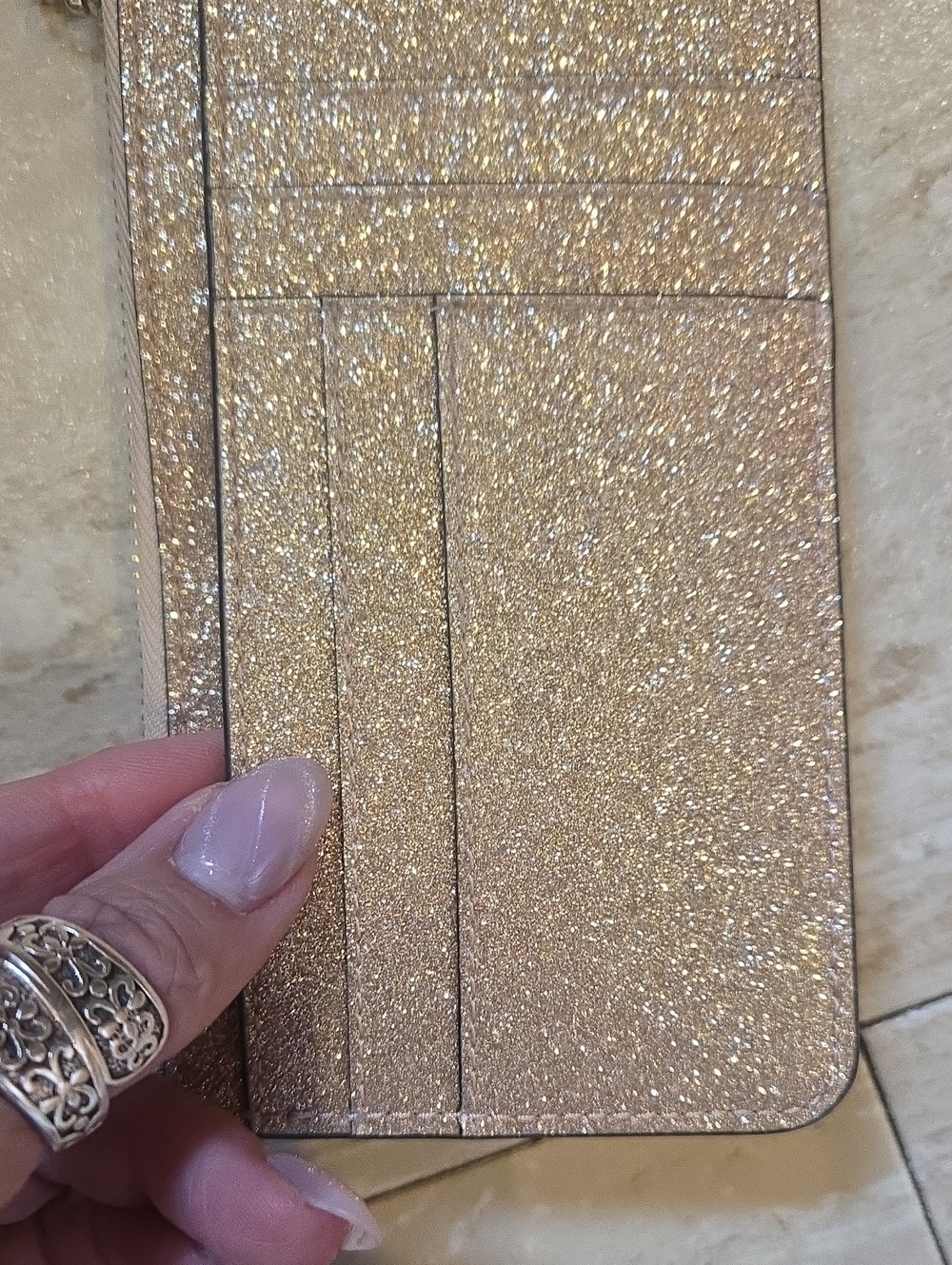 Kate Spade New York Gold Glitter Slim Wallet - Picture 8 of 10